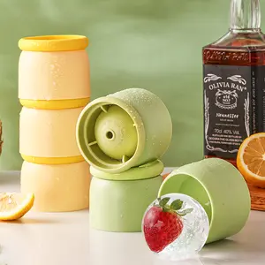 Upgraded ice hockey mold food-grade large ice ball mold ice-making device whisky for home use large-sized silicone round freezing ice container ice cube ball-shaped three pieces