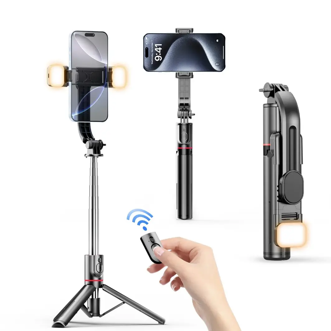 360° Rotatable Adjustable Selfie Stick Tripod with 2 Fill Lights for Vlog, Live Streaming, Remote Tripod 360° Rotatable Adjustable Selfie Stick Tripod with 2 Fill Lights for Vlog, Live Streaming, Remote Tripod