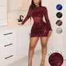 Sheer Mesh Long Sleeve Maxi Dress for Women, Chic Slim-Fitting Dress for Daily Wear, Date Nights & Parties