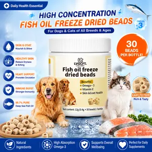 Pet Deep-Sea Fish Oil + Collagen Vtamin E  Freeze-Dried Granules Promotes healthy coat and skin in pets Supports canine health care 30 granules per jar