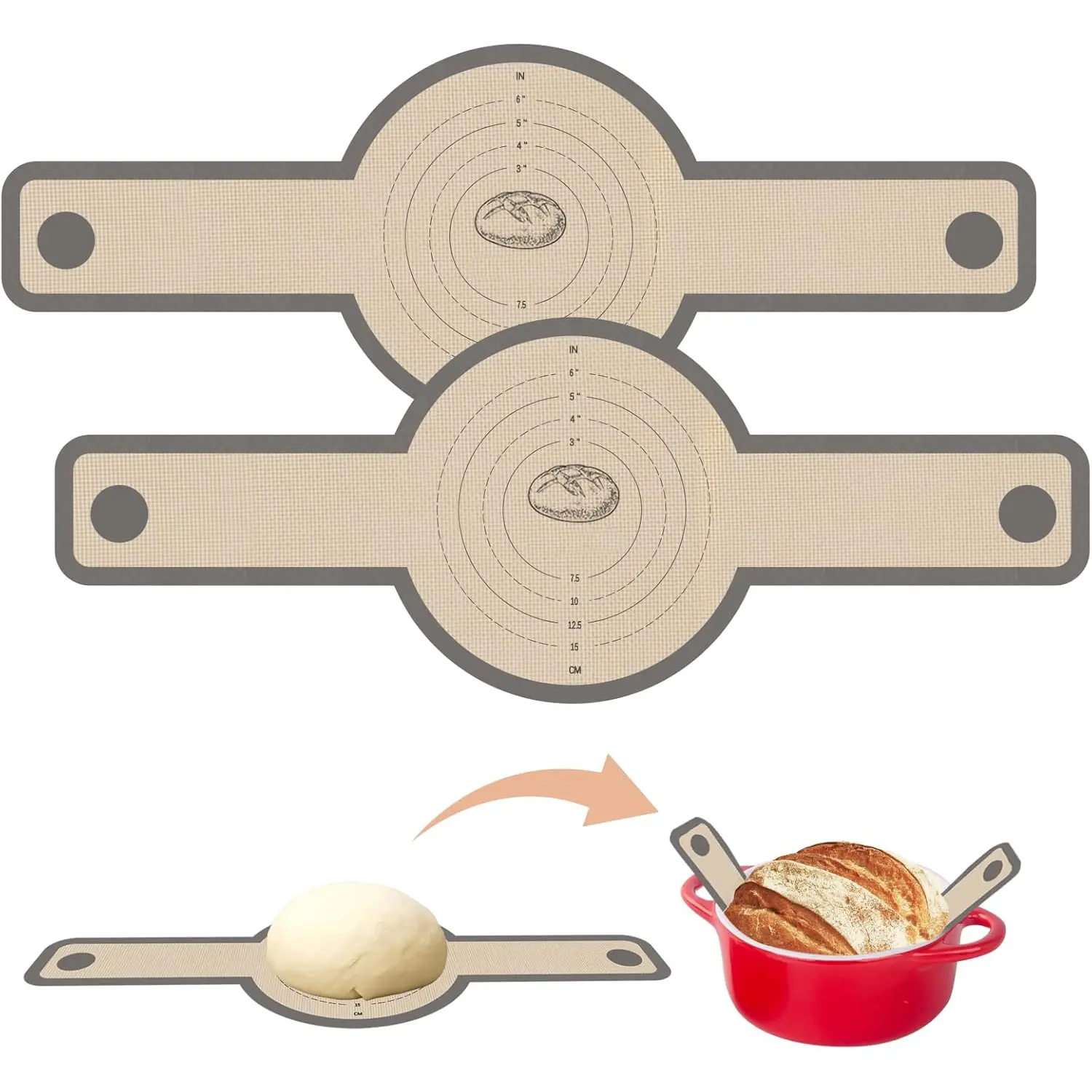 Silicone Bread Sling for Dutch Oven, 2 Counts/set Non-stick & Easy Clean Reusable Bread Baking Mat, Bread Baking Supplies, Bakery Supplies, Baking Tools, Bakeware, Baking Accessories, Baking Essentials