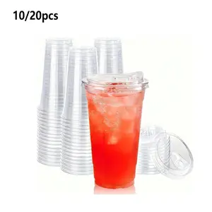 10/20pcs Reusable Acrylic Insulated Cups with Lid, 10/20pcs Transparent Drinkware for Cold Hot Beverages, Outdoor Picnics Birthdays Daily Use