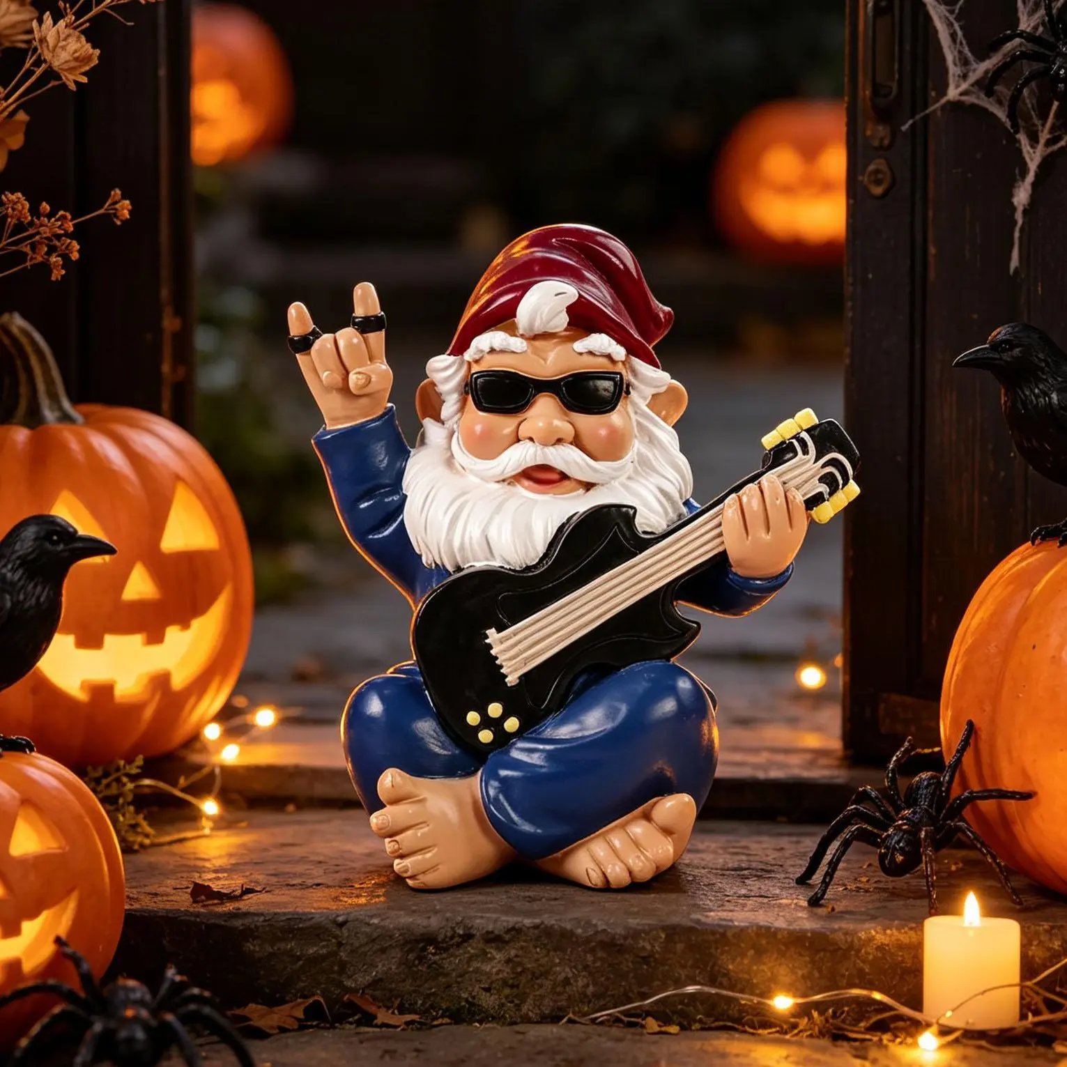 Funny Rocker Gnome Garden Statue - Resin Guitar-Playing Gnome Figurine with Sunglasses, Novelty Outdoor Decor, Unique Home Improvement & Garden Supplies Gift