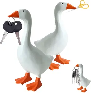 Desk Goose 7 Inches – Magnetic Goose Key Holder for Desktop, Cute Resin Goose Figurine with Strong Magnet Beak, Funny Animal Desk Ornament & Mini Desk Goose for Office & Home
