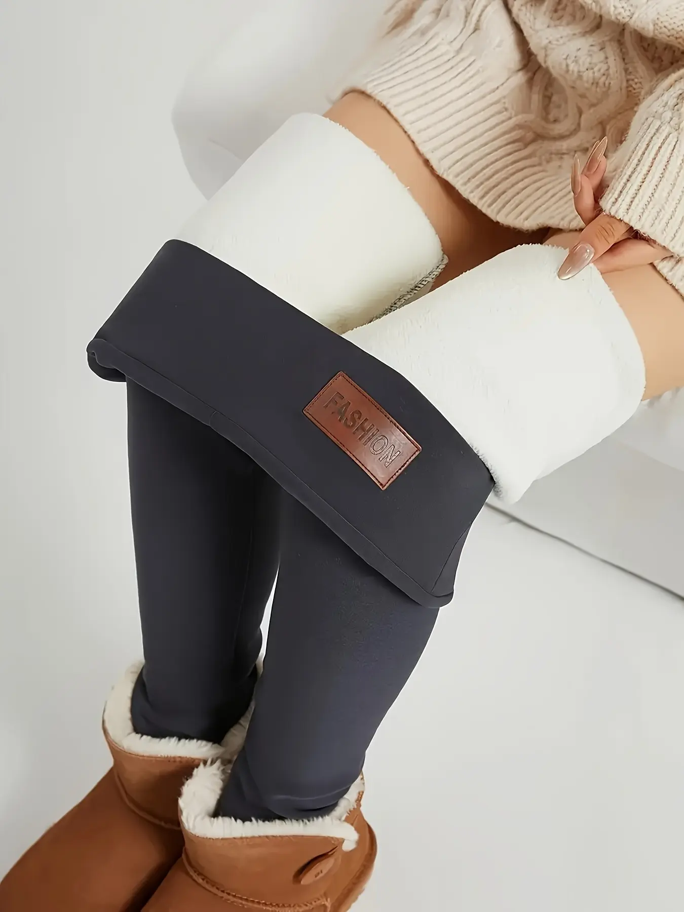 High Waist Women’s Winter Warm Thick Leggings - Full Length Solid Black/Dark Blue/Navy/Grey/Charcoal - High Waist Stretch Workout Pants  Gym Yoga Pants - Machine Washable Thermal Leggings  Soft high-elastic woman fleece-lined high-waisted