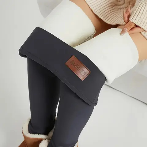 High Waist Women’s Winter Warm Thick Leggings - Full Length Solid Black/Dark Blue/Navy/Grey/Charcoal - High Waist Stretch Workout Pants  Gym Yoga Pants - Machine Washable Thermal Leggings  Soft high-elastic woman fleece-lined high-waisted