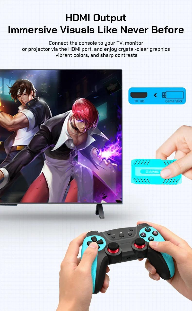 Wireless Game Stick Retro Gaming Console S905 128G 50,000+ Games Support 40+ Classic Emulators For PS1/PSP 4K HDMI Kid Gifts