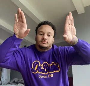 Purple Chenille Da Bruhz Since 1911 Crewneck