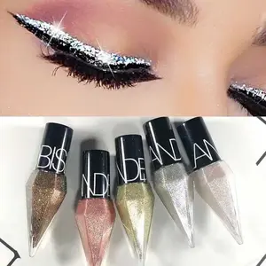 Glitter Eyeliners Liquid Eye Shadow Pearlescent Diamond Sequins Mini Fine Makeup Brush Smooth Liquid Eye Shadow with Satin Creamy Matte Finish Cosmetic Eyeshadow