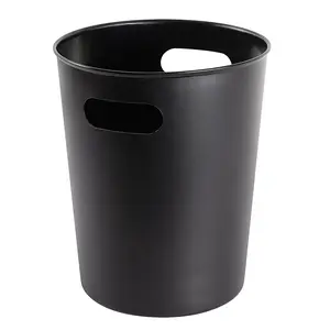 Plastic 2.64 Gallon Wastebasket in Rich Black for Bathroom, Bedroom or Office