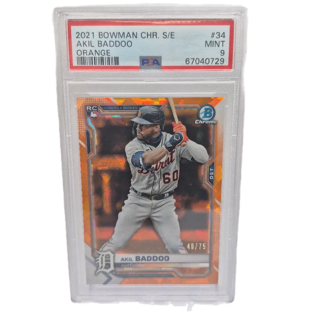Akil Baddoo 2021 Bowman Chrome Sapphire Edition #34 Orange PSA Mint 9