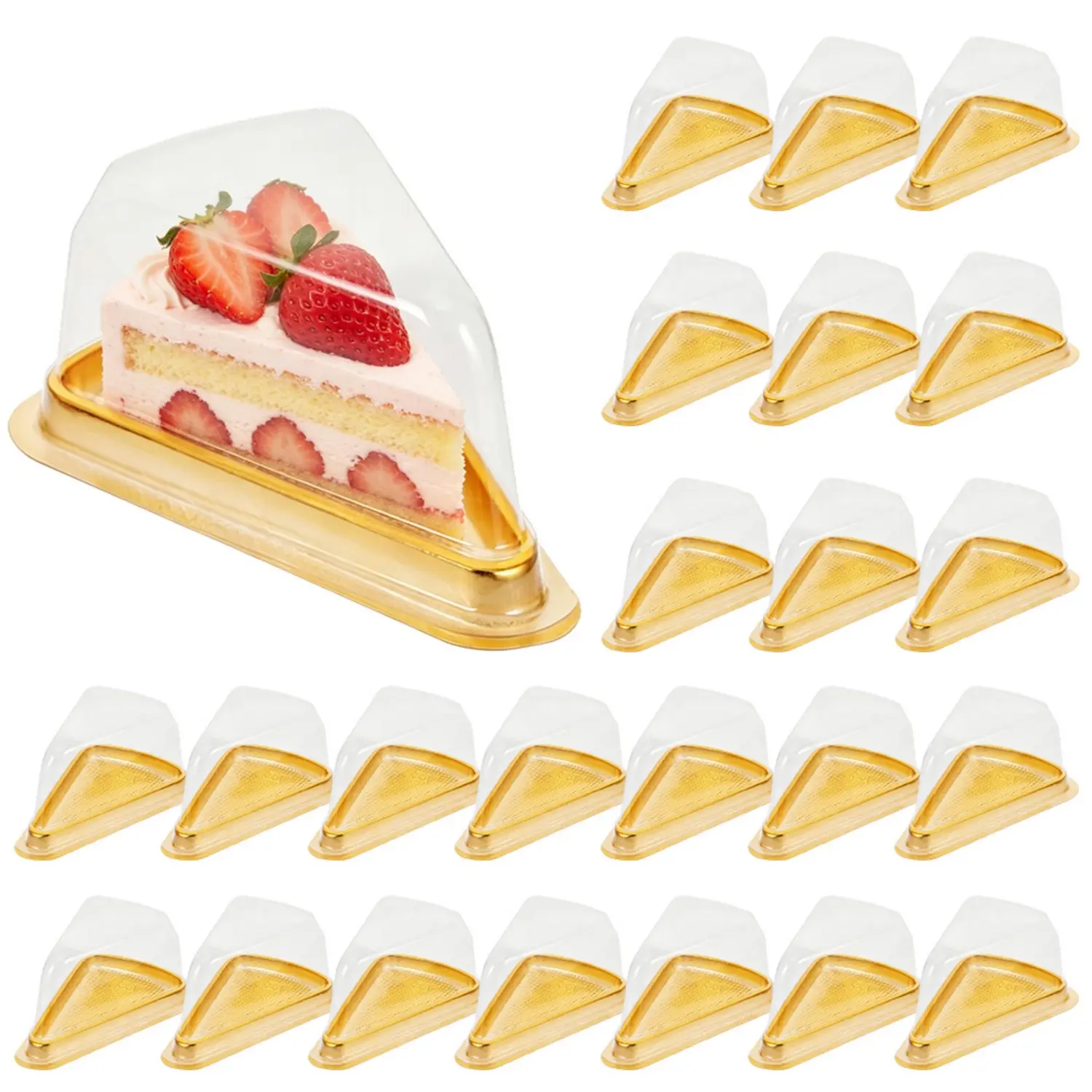 100 Pack Ccake Slice Containers Disposable Individual Pie Slice Containers - With Clear Covers Triangle Plastic Pie Slice Boxes For Pastries or Cheesecakes, 5.7x4.3x2.95 Inch