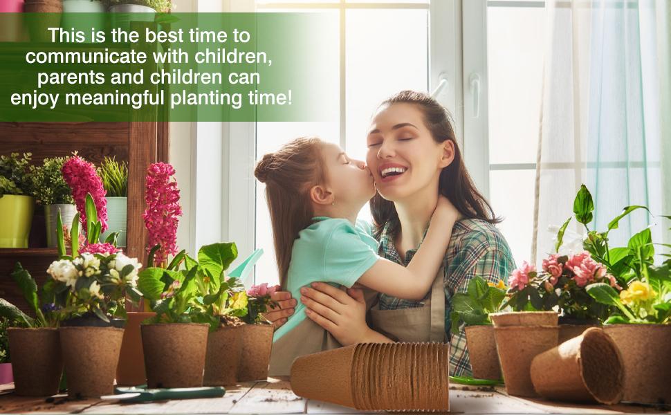 40Pcs 3.15 Inch Peat Pots, Biodegradable Eco-Friendly Round Plant Seedling Starters Kit, Seed Germination Trays with 10 Labels for Flower Vegetable Tomato Saplings & Herb Germination, Khaki