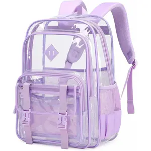 Large Clear Backpacks for School Heavy Duty Transparent Backpack for Stadium Event See through Bookbag for Girls Women Thick PVC  Pack,