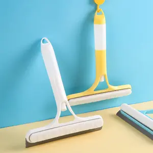Multi-Functional Glass Cleaning Tool with Double-Sided Brush Scraper & Spray Bottle 3-in-1 Squeegee Scrubber for Mirrors