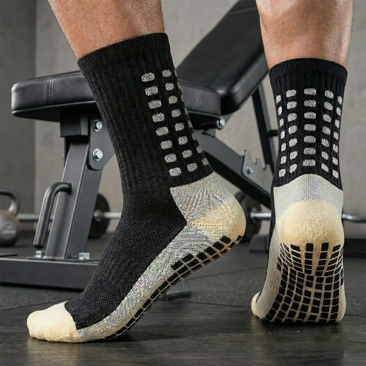 Men's 3-Pair Professional Non-Slip Athletic Running Socks - Silicon Grip Sports Socks for Gym Training, Basketball