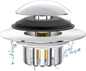 New Deal - Universal 3 in 1 Bathtub Drain Stopper with Effective Filter Basket Anti-Clogging Pop-up Tub Stopper for 1.45-1.8" Drain Shoe Easy Install & Clean