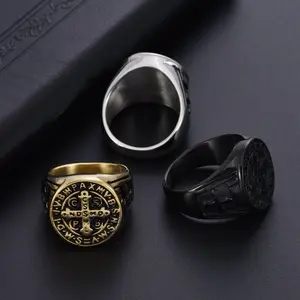 Saint Benedict Ring for Men - Stainless Steel, Durable Design, Suitable for Various Occasions