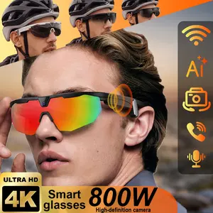 Mingtawn Smart Glasses with 4K HD Anti-Shake Camera & 3D Stereo Speakers | Polarized UV400 Sports Sunglasses | Bluetooth AI Glasses for Outdoor Video, Photos & Music | HiFi Audio Action Camera (Black)