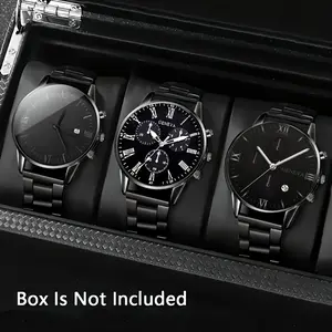 Men's Luxury Fashion Business Alloy Strap Quartz Watch Set, Stainless Steel Watches, Calendar Quartz Watch Set, Quartz Wristwatches