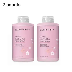 Cherry Blossom Shampoo Set with Conditioner - Contains collagen, vitamins, and argan oil to provide deep moisturization for hair, making it thicker. The nourishing formula promotes scalp health, making hair softer and smoother, suitable for daily use.