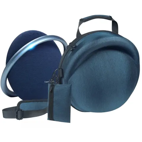 Protective Small Cover for Harman Kardon Onyx Studio 8 Speaker - Durable EVA Nylon-TPU Waterproof Shockproof Plastic Shell, 12.6x12.2x5.51in/32x31x14cm, Velvet Lining, Shoulder Strap, Handheld Audio Accessory Pouch for All-Season & Scratch Protection