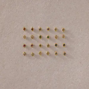 Geometric Birthstone Flat Back Studs by Caitlyn Minimalist - Dainty Gemstone Stud Earrings - Dainty Cartilage Earring - Birthstone Jewelry - Birthday Gift