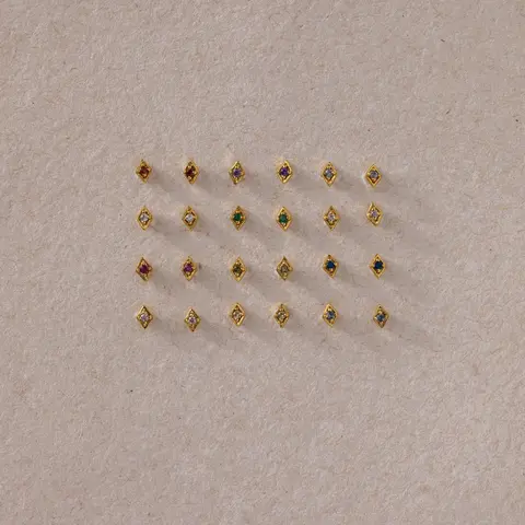 Geometric Birthstone Flat Back Studs by Caitlyn Minimalist - Dainty Gemstone Stud Earrings - Dainty Cartilage Earring - Birthstone Jewelry - Birthday Gift