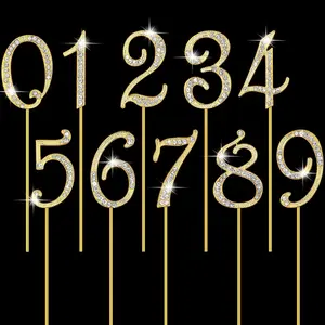 Numbers 0-9 Cake Topper   Birthday Cake Toppers Bling Rhinestone Cake Topper Birthday Party Decoration for Wedding Anniversary Birthday Cake Decorations Keepsake, Set of 10()