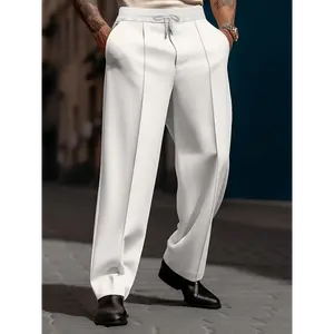 Men's Trousers Loose Casual Straight Cut Simple Comfortable Daily Fashion Basic Model Pants Brown lulu  dance  studio  pants White Fabric Menswear Polyester Stretch Plain Thin