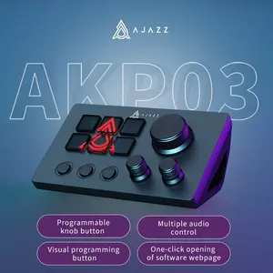 AJAZZ AKP03 console programmable rotation shortcut keys, multi-audio control, one-key operation, customizable buttons, integrated live broadcast console, anchor's essential desktop helper, live broadcast assistant