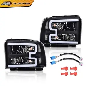 Clear/Black LED DRL Headlights Fit For Ford F250 F350 F450 F550 05-07 Super Duty