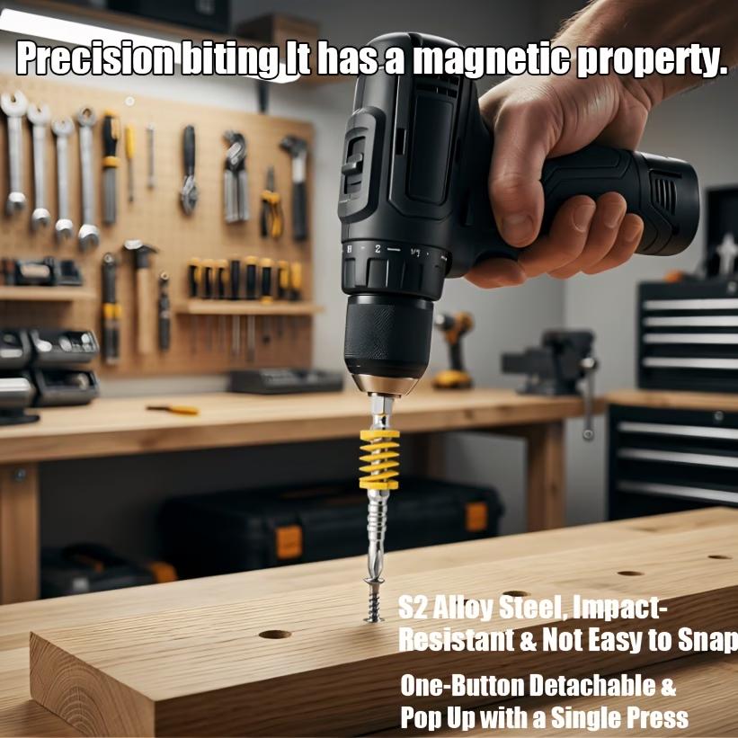 Magnetic Screwdriver Bits Set (Pack of 5) - Spring-Loaded Quick Change Hex Shank Drill Attachment Tool Kits for Electric Drills, Power Tools, Father's Day Gift, Fast Bit Changes, Drill Work