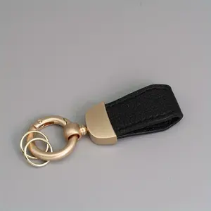 French Short Lamb Pattern Keychain Electroplated Pearl Golden Tide Tag Car Key Chain Cute PU Leather Rope Couple Ornament