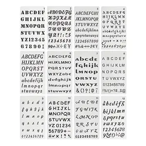 12pcs Reusable Letter Stencils, Plastic Alphabet Letter Number Drawing Painting Stencils, DIY Drawing Template