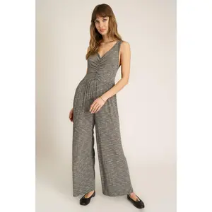 Sweetest Thing Heathered Ruched Jumpsuit - Mother of Pearl