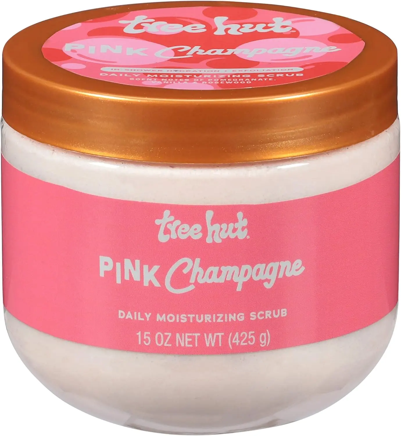 Tree Hut Pink Champagne Daily Moisturizing Scrub, Whipped Foamy Exfoliating Body Scrub, Hydrating & Moisturizing Everyday Formula for Soft, Radiant Skin, 15 oz