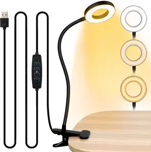 Desk Lamp 3 Color Modes 10 Brightness LED Reading Light with Clamp Flexible Arm Book Light for Kids Reading in Bed at Night Clip on Table Headboard Dorm 15 Inch Black USB 5V 48 LEDs 3000-7000K
