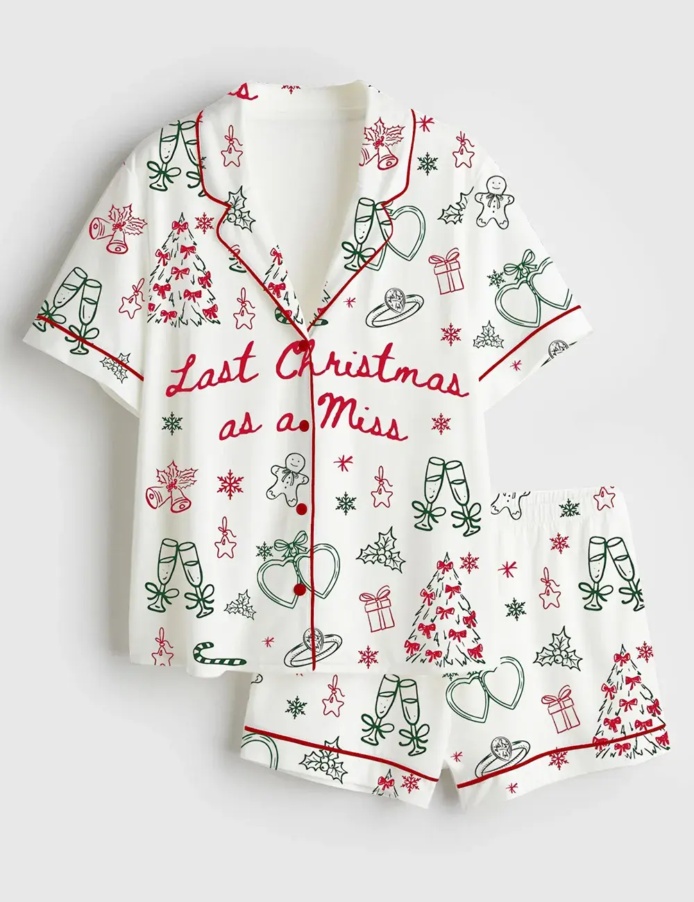 Last Christmas As A Miss Bride Christmas Short And Long Sleeve Pajama Set, Sleepwear for Women