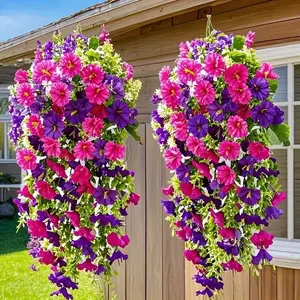 4PCS Artificial Morning Glory Vine Plants, UV-Resistant Hanging Decorative Flowers, Artificial Flower Arrangements for Outdoor Home Decor Ornaments