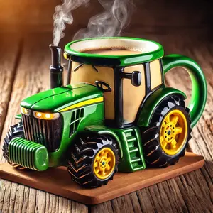Vintage Green Tractor Farm Equipment Mug Ceramics Coffee Cup For Tractor Lovers Farm Themed Novelty Gift Style,Farm Equipment Design For Coffee Tea Hot Cocoa Dishwasher Safe Gift For Farmers In Green Tractor Coffee Mug
