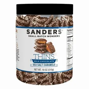 Sanders Milk Chocolate Sea Salt Caramel Thins - 18 oz. Tub Sanders Milk Chocolate Sea Salt Caramel Thins - 18 oz. Tub