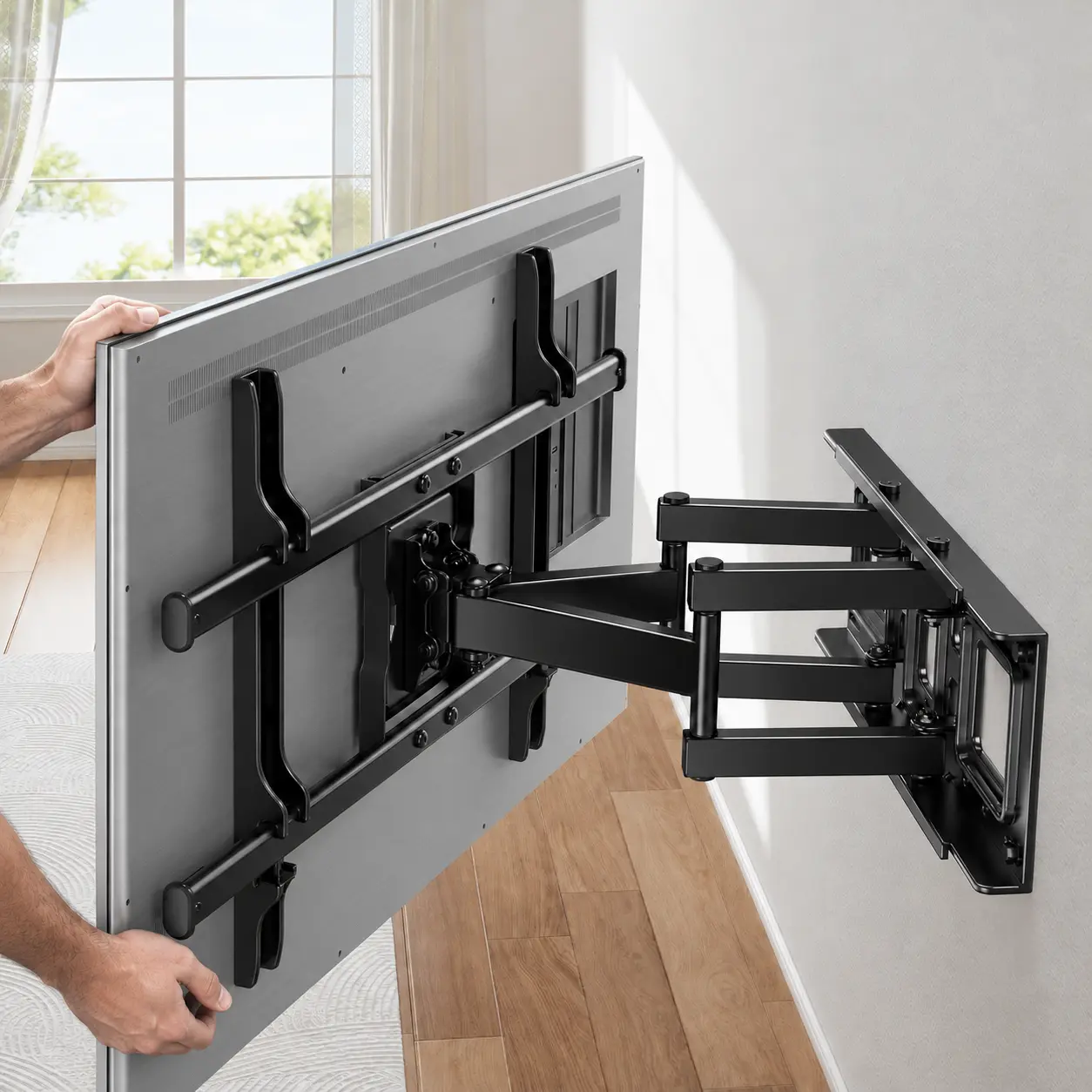 Adjustable Full Motion Metal TV Wall Mount - Steel Bracket for 37-84 in TVs, Articulated Arm with Tilt-Swivel & Extend for Any Seat, Space-Saving, Max VESA 600x400mm, 132 lbs Load, Easy Install