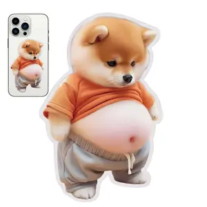 Cute Creative Stress Relief Toy Dog Belly Squeeze, Adorable Fat Pomeranian Car Anti-Collision Sticker, Fun Relaxing Gift, Stress Relieving Accessory