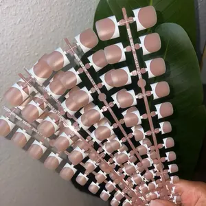 Kiara Cosmetics Brown French Tip Toe Press On Nails - Nude Color Design for Stylish Look