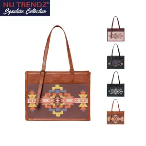 Nu Trendz Aztec Purses and Handbags for Women Trendy Satchel PU Leather Crossbody Shoulder Bag with Adjustable Top Handle Inspired by Grace Kelly's Style Southwestern Boho Design