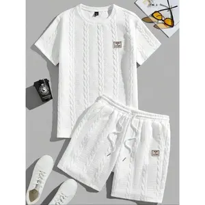 [L-7XL] Oversized Men's Solid Shortsleeve round neck shirt & Drawstring Waist Shorts Set, Cozy Breathable Two-piece Outfits for Daily Outdoor Wear, Men Clothes for Summer Beach, Menswear, Casual Outfit Set, Summer Clothing Set, Beachwear