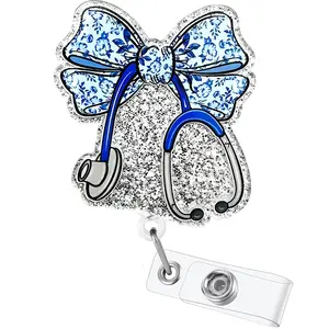 Nurse Badge Reel, Retractable ID Badge Holder, ID Card Holder, Name Badge Clip, Nurse Medical Teacher Student Office Work Supplies