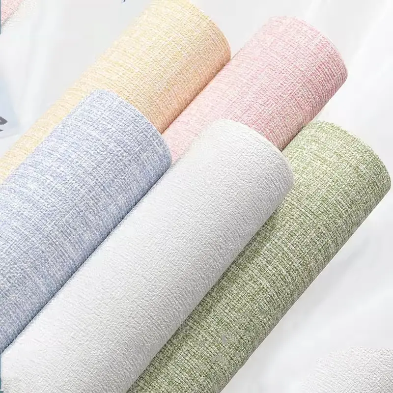 Self-Adhesive Linen Wallpaper Roll, Straight Match 3D Texture Washable Wall Paper, Easy Installation Moisture Proof Decor for Bedroom, Textured Wall Paper, Decorative Wallpaper