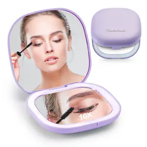 LED Vanity Mirror,10X Magnifying Mirror with Lights,Compact Portable Folding Handheld Travel Makeup Mirror with Lights,Gift for Girl Friend, Mother, Daughter